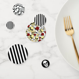 Skulls und Rose Hochzeit Schwarz und Weiß Konfetti