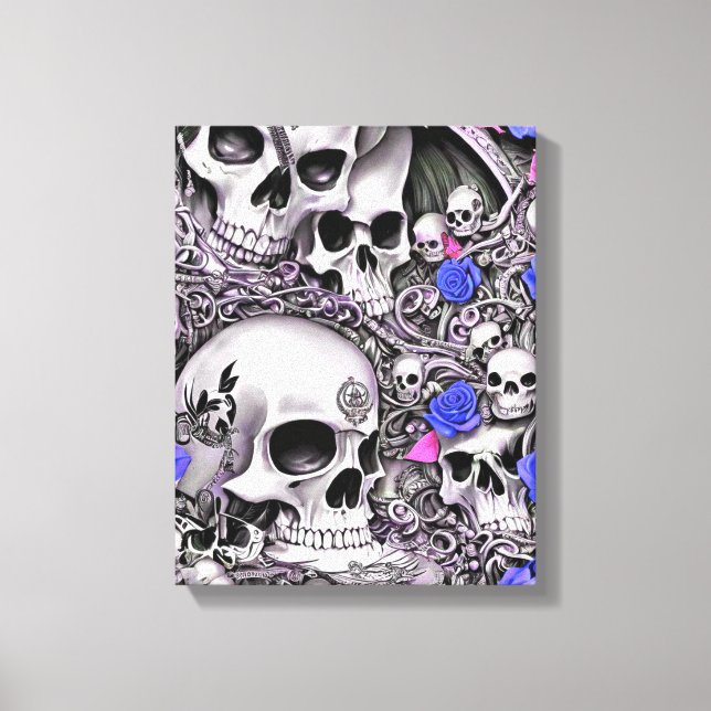 Skulls und Rose Leinwanddruck (Vorderseite)