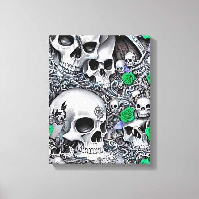 Skulls und Rose Leinwanddruck (Vorderseite)