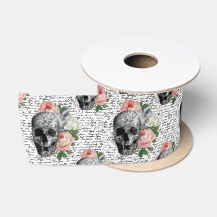Skulls und Rosen Satinband