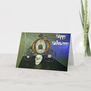 Skulls und Spinnennetze Halloween-Karte Karte
