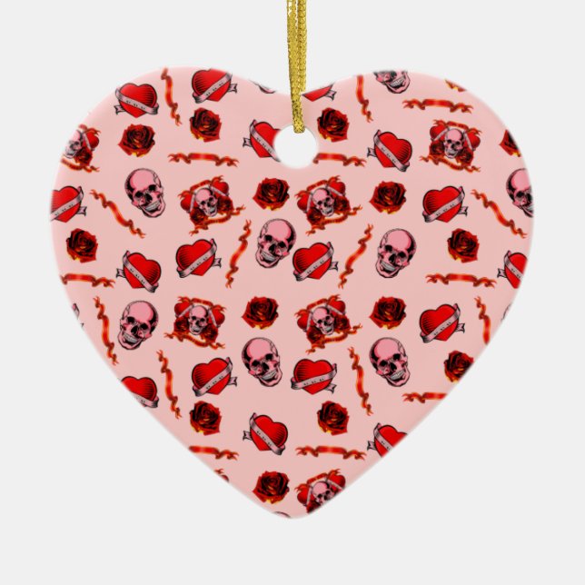 Skulls Valentine Keramikornament (Vorne)