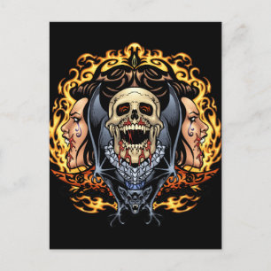 Skulls, Vampire and Bats Gothic Design von Al Rio Postkarte