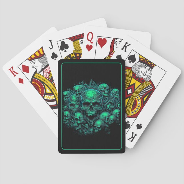 Skulls versammelten grüne Beängstigende Skelette S Spielkarten (Rückseite)
