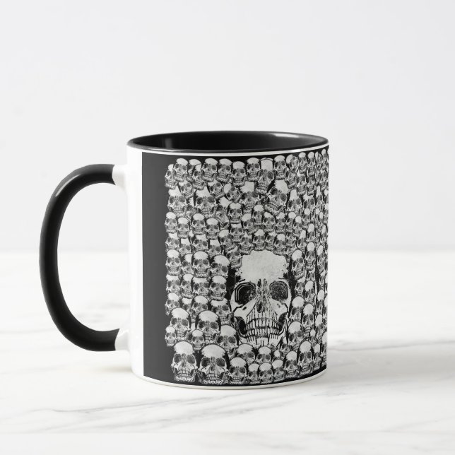 SKULLS WALL TOD SKELETON SCHWARZ-WEISS TASSE (Links)