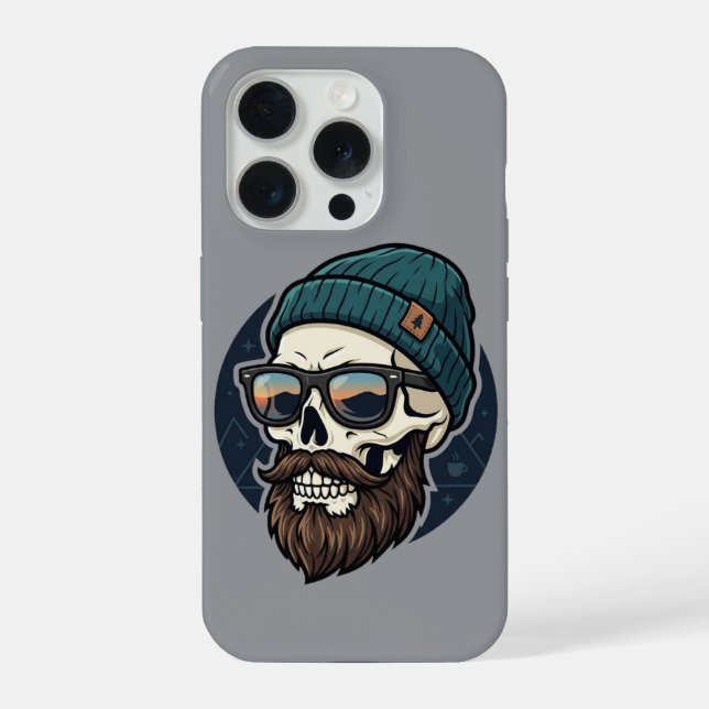Skully beanie hipster. iPhone 15 pro hülle (Rückseite)