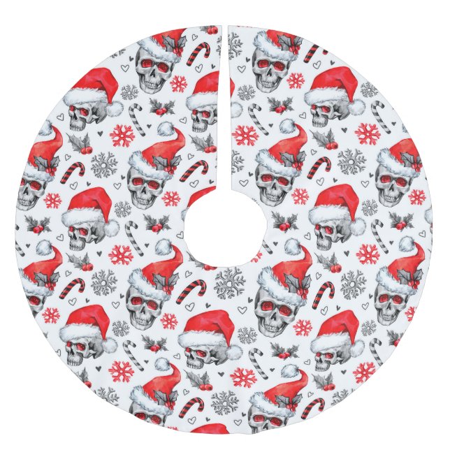 Skully Claus Weihnachts-Wrapping Paper Polyester Weihnachtsbaumdecke (Vorderseite)