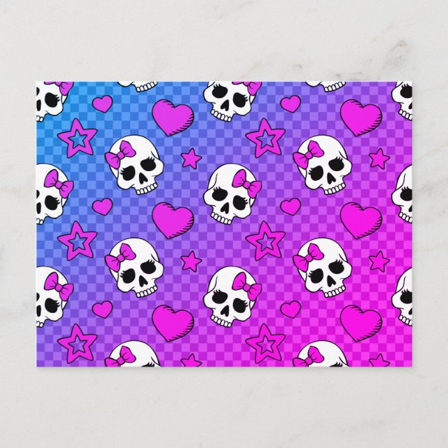 Skully Pop Kawaii Postkarte (Vorderseite)