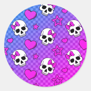 Skully Pop Kawaii Runder Aufkleber