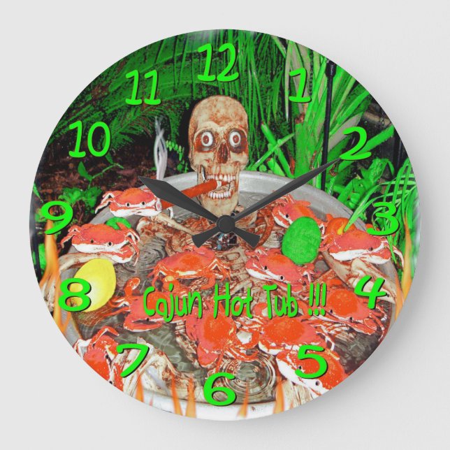 Skullys Cajun-Heißbad-Wanduhr Große Wanduhr (Vorderseite)