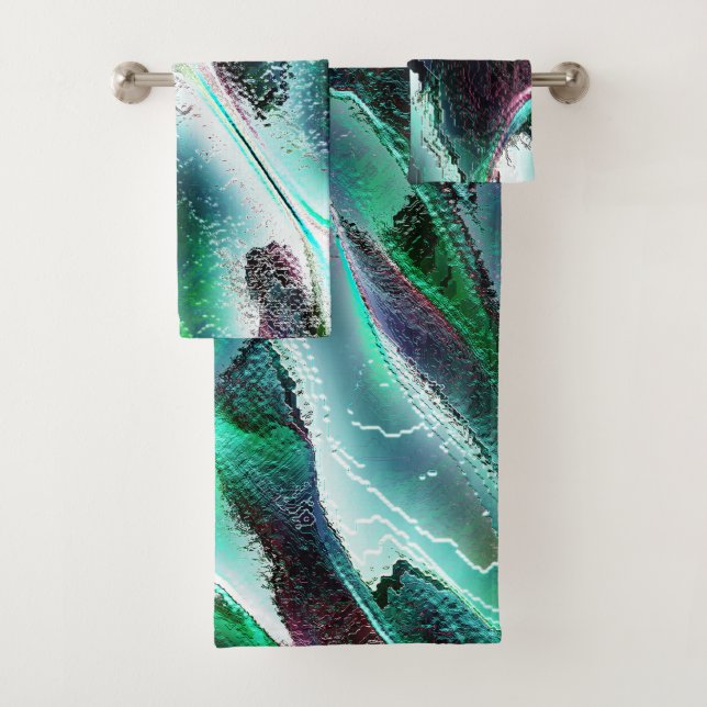 Skulpierte digitale Wasserfälle und Regenwälder? Badhandtuch Set (Insitu)