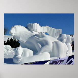 Skulptur des Polarbärensschnees, Quebec, Kanada Poster
