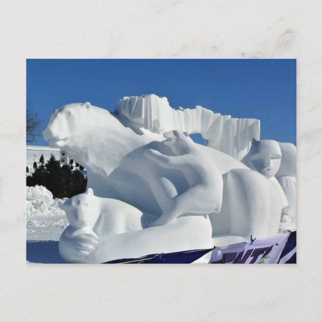 Skulptur des Polarbärensschnees, Quebec, Kanada Postkarte (Vorderseite)