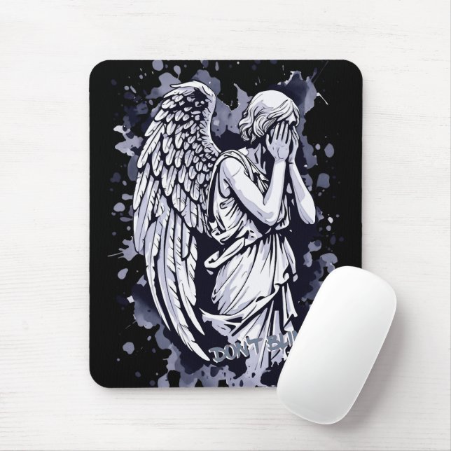 Skulptur eines weinenden Engels - mit Splashes 1 Mousepad (Mit Mouse)