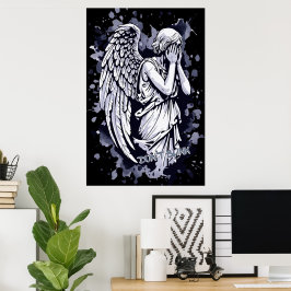 Skulptur eines weinenden Engels - mit Splashes 1 Poster