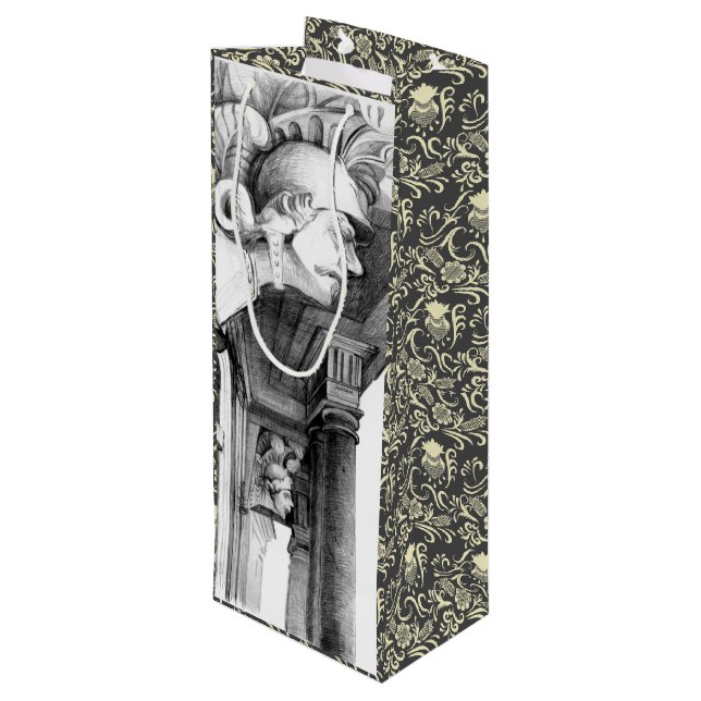 Skulptur Schloss Stift Kunst, Dichtung und Musik Geschenktüte Für Weinflaschen (Rückseite Schrägansicht)