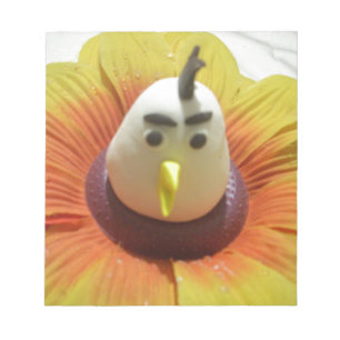 Skulptur Vogel in Sonnenblumen-Kunstprint Notizblock