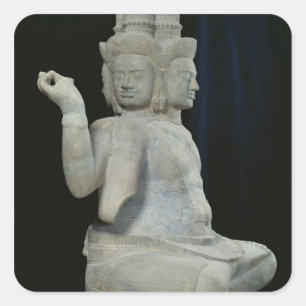 Skulptur von Brahma mit vier Gesichtern Quadratischer Aufkleber