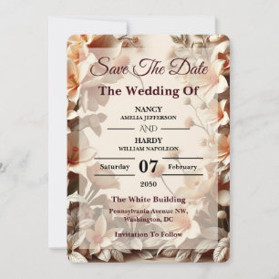 Skulpturale florale neutrale Hochzeit - Termin mer Save The Date
