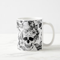 Skulpturen & Blumenschwarz und Weiße Tasse Kaffeeb