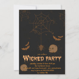 Skulpturen Fledermäuse und Spinnen Halloween-Party Einladung