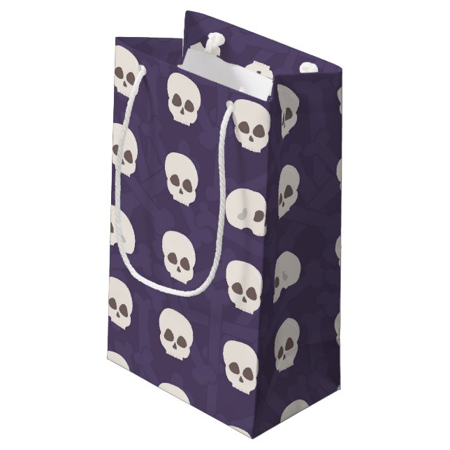 Skulpturen im lila Knochenhintergrund Kleine Geschenktüte (Rückseite Schrägansicht)
