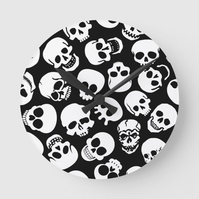 Skulpturen im schwarzen Hintergrund Runde Wanduhr (Vorderseite)