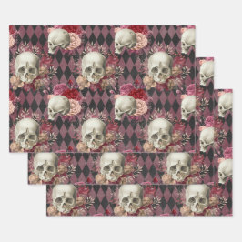 Skulpturen mit Rose und rosa Lila geprüft Geschenkpapier Set