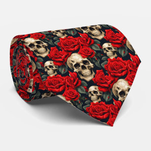 Skulpturen mit roten und schwarzen Rose Goth Krawatte