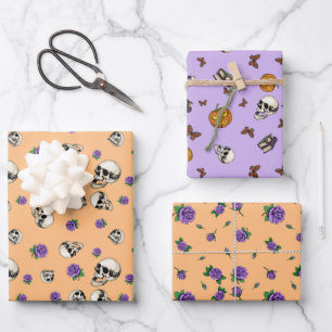 Skulpturen und Rose Muster Halloween Geschenkpapier Set