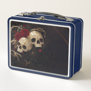Skulpturen und rote Rosen Design Metall Brotdose