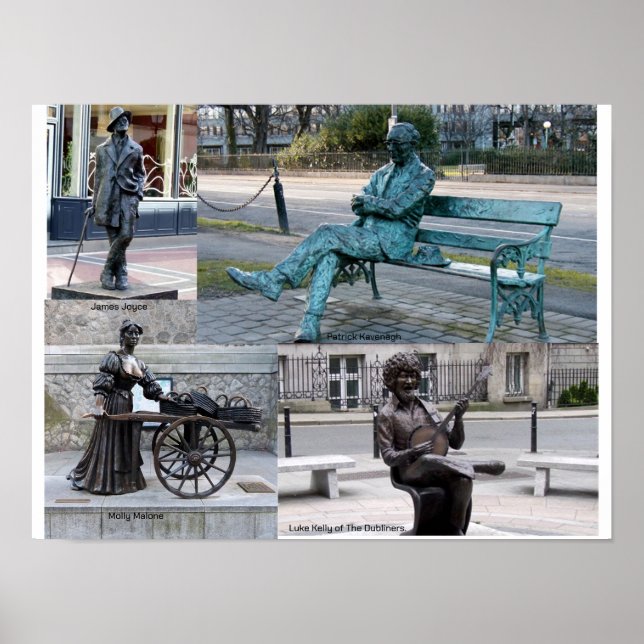 Skulpturen und Statuen in Dublin, Irland Poster (Vorne)
