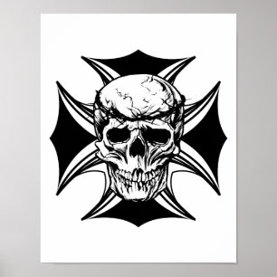 Skulpturenkralle Cross Goth Biker Art Poster