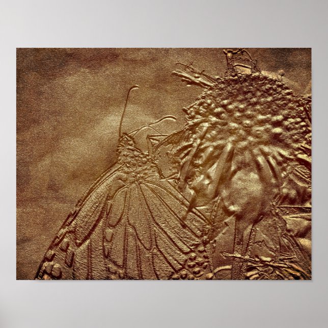 Skulpturenschmetterling in brauner Natur Poster (Vorne)