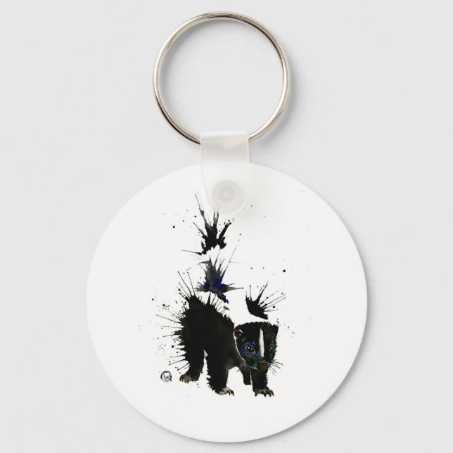 Skunk Aquarell Schlüsselanhänger (Vorderseite)