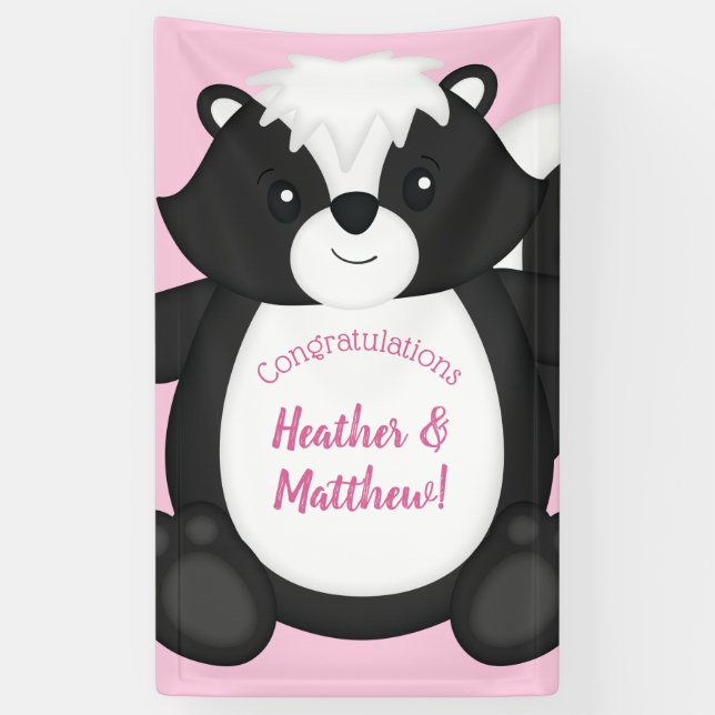Skunk Baby Dusche Pink Banner (Vertikal)