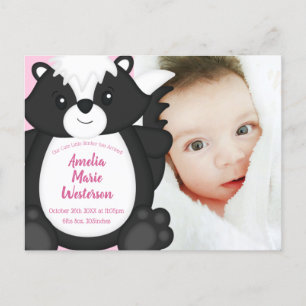 Skunk Baby Dusche Pink Postkarte