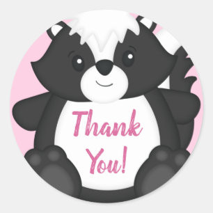Skunk Baby Dusche Pink Runder Aufkleber