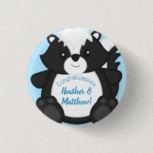 Skunk Baby Shower Blue Button
