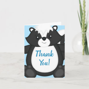 Skunk Baby Shower Blue Dankeskarte