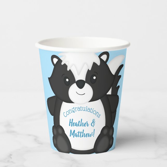 Skunk Baby Shower Blue Pappbecher (Vorderseite)