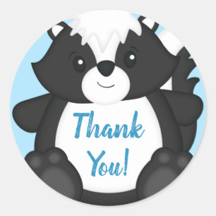 Skunk Baby Shower Blue Runder Aufkleber