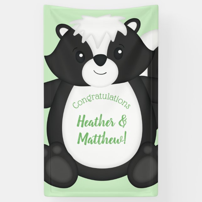 Skunk Baby Shower Green Banner (Vertikal)