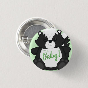 Skunk Baby Shower Green Button