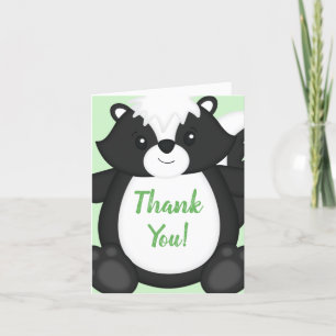 Skunk Baby Shower Green Dankeskarte