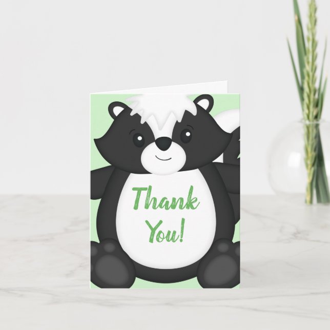 Skunk Baby Shower Woodland Animals Dankeskarte (Vorderseite)