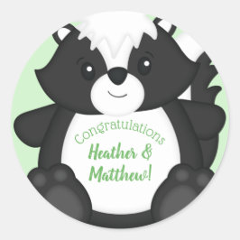 Skunk Baby Shower Woodland Animals Runder Aufkleber