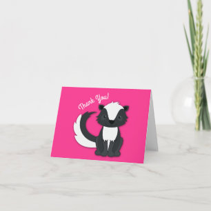 Skunk Birthday Party Kids Pink Card Karte