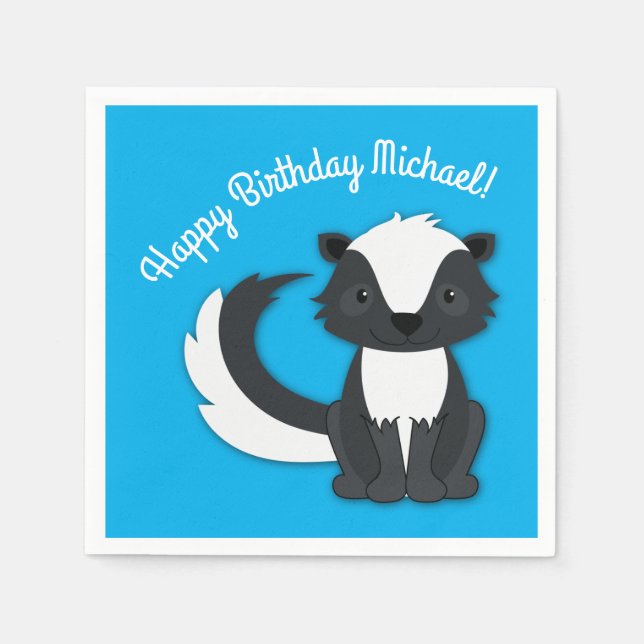 Skunk Birthday Party Kids Serviette (Vorderseite)
