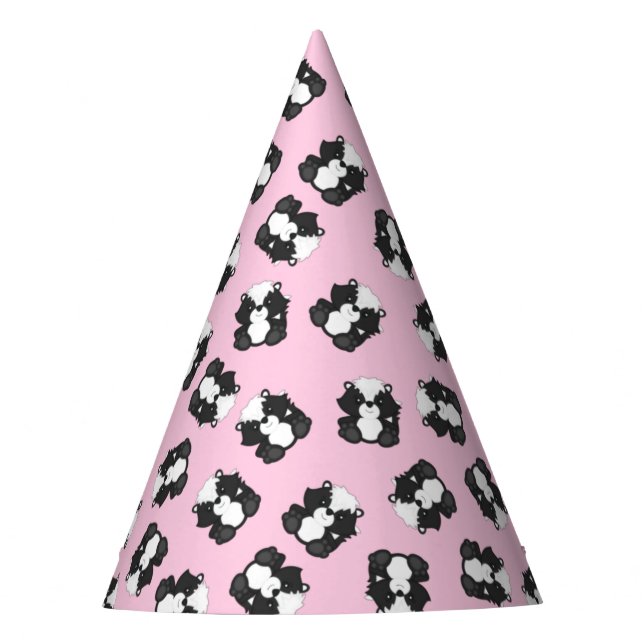 Skunk Birthday Party Pink Partyhütchen (Vorderseite)